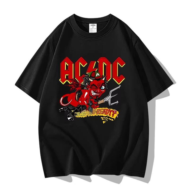Amerikanische Streetpunk-Rockband ACDC Hip Hop Kurzarm-T-Shirt Kleidung Kleidung Lässig Herren- und Damen-T-Shirt aus 100% Baumwolle