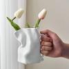 Nordic Pleated Ceramic Vase Home Decor Luxury Living Room Decoration Flower Pots Cachepot for Flowers Modern Decorative Vases