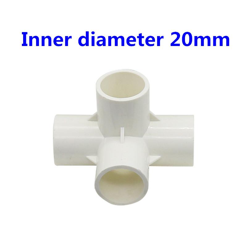 Innerdiameter 20mm 3-vägs/4-vägs/5-vägs tredimensionell PVC-koppling Vattenförsörjningsrörkopplingar Lika kopplingar Plastskarv