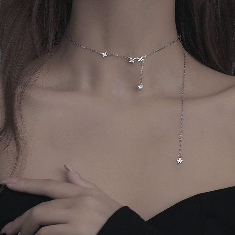 Quasten Schmetterlingskette für Damen Quasten Schlüsselbeinkette Neu Leichter Luxus Nischensinn