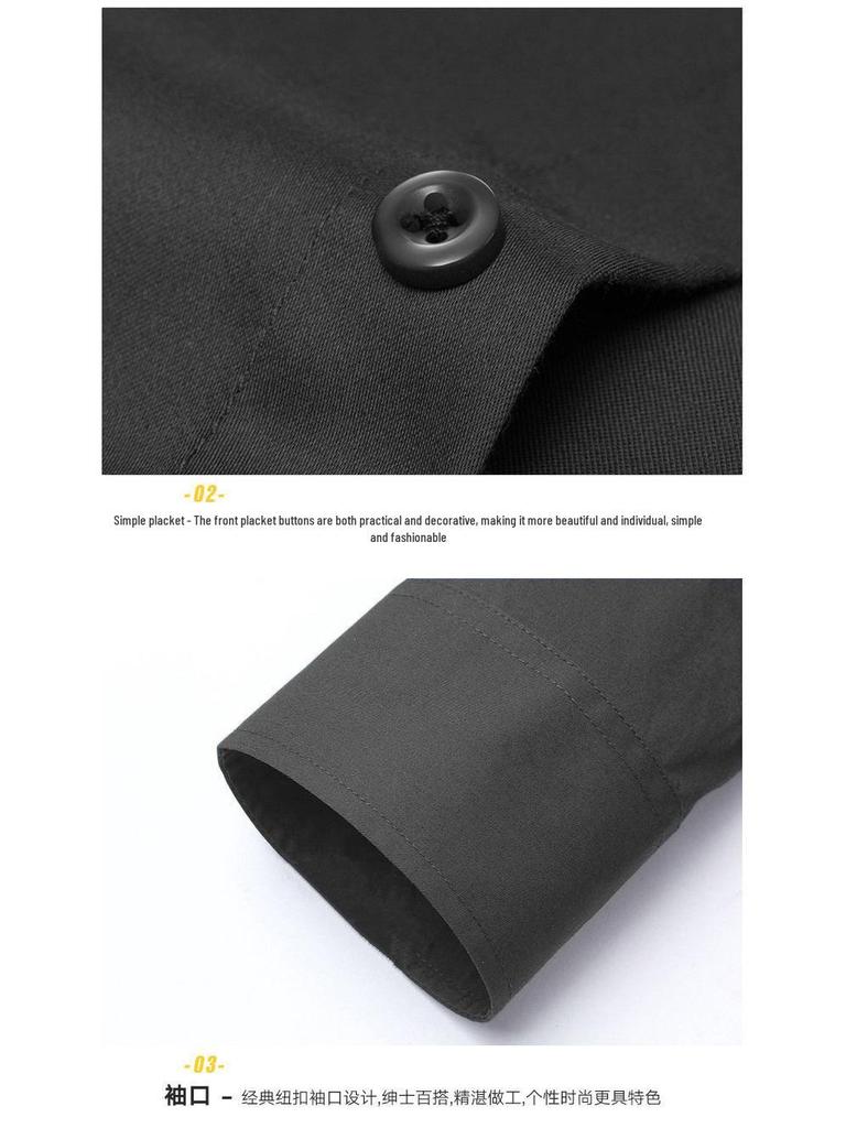 Men's Slim Fit Korean Style White Long Sleeve Shirt - Business Formal & Casual