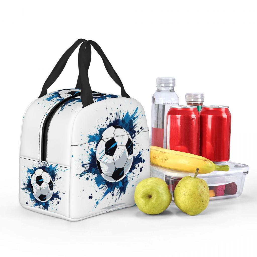 Graffiti Soccer Painting Insulated Lunch Bag for Women Office Cooler Thermal Food Box Tote Portable Lunch Boxes Container