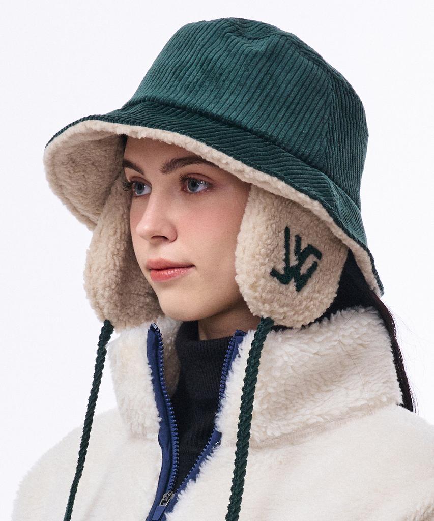 Hwaiteusaenjeu Corduroy Earmuff Bucket Hat Munster (8 Colors)