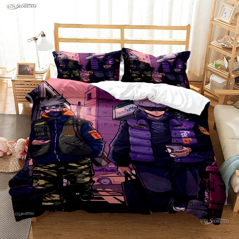 Cartoon Anime Jujutsu Kaisen Duvet Cover Comforter Bedding set Soft Quilt Cover and Pillowcas for Teens Single/Double/Queen/King