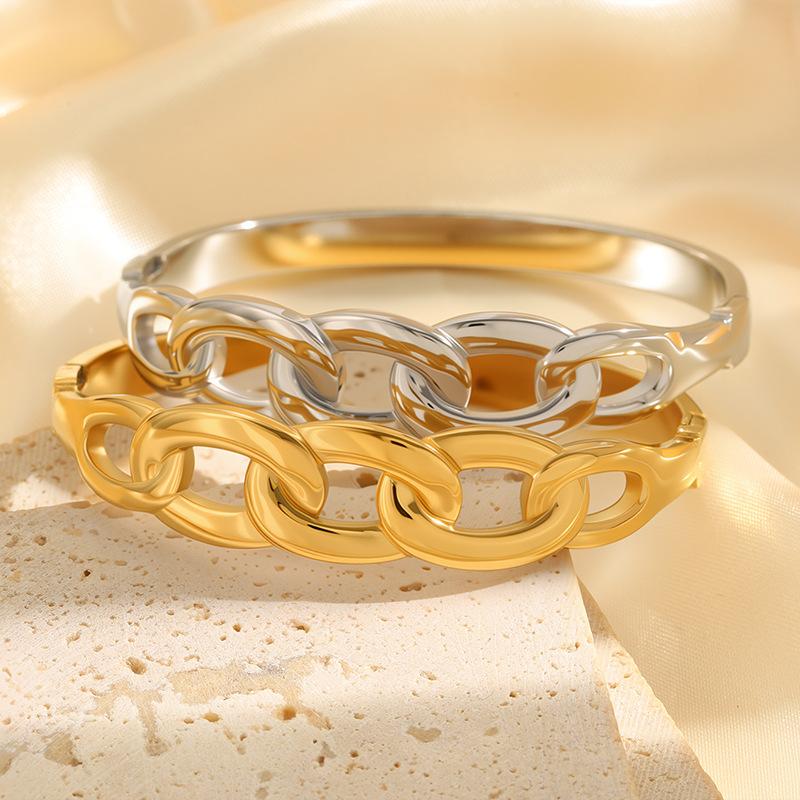 Versatile Chain Ring Titanium Steel Internet Celebrity Couple Style Street Style Open Buckle Bracelet Bracelet