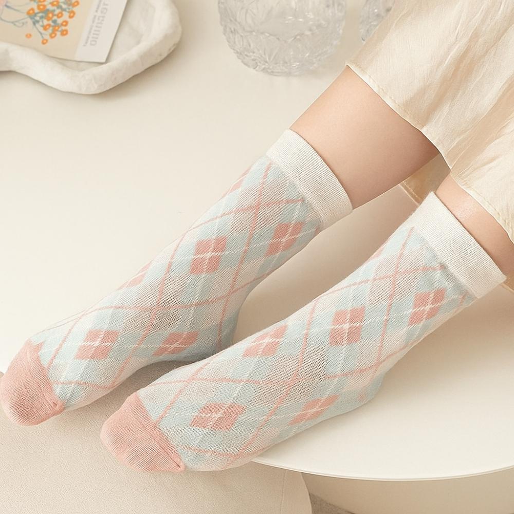 6Pairs Mesh Hollow Transparent Flower Socks Ruffle Sweet Socks Women Ins Style Mid Tube Socks  Lady