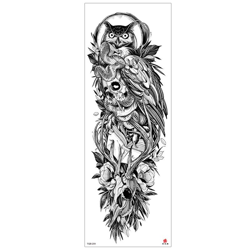 New Waterproof Full Arm Tattoo Stickers – Large Floral & Lion Design, Cross-Style, Hot Selling