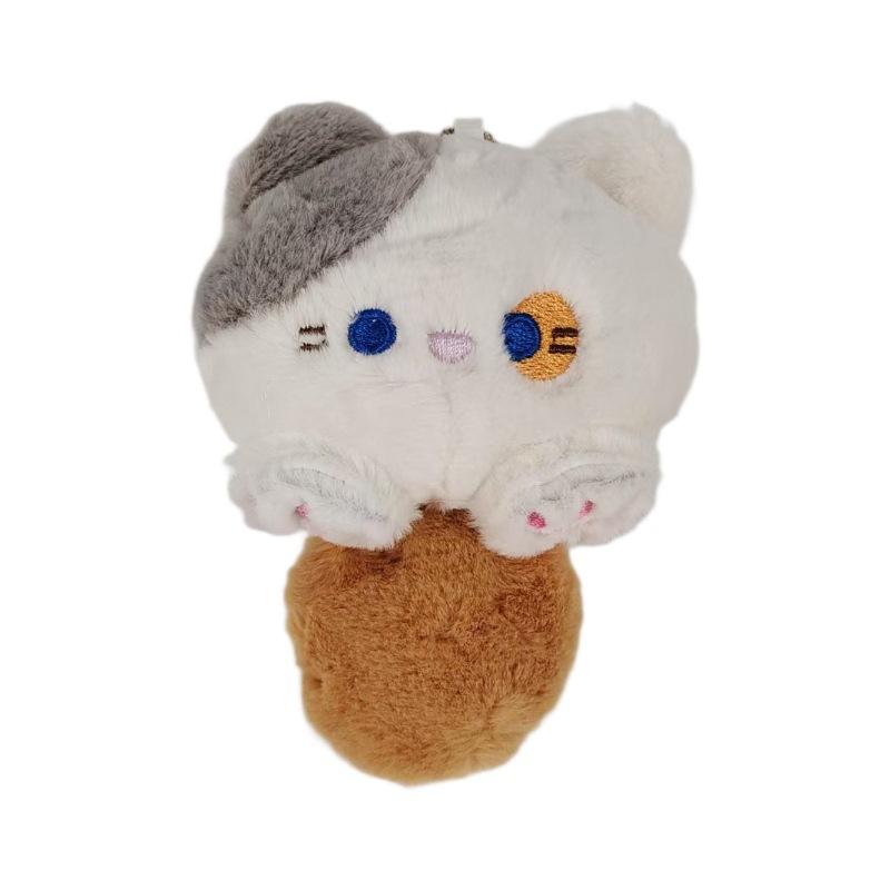 Squeaky Cat Plush Toy Keychain Cute Kitty Bag Charm Claw Machine Plushie Creative Gift