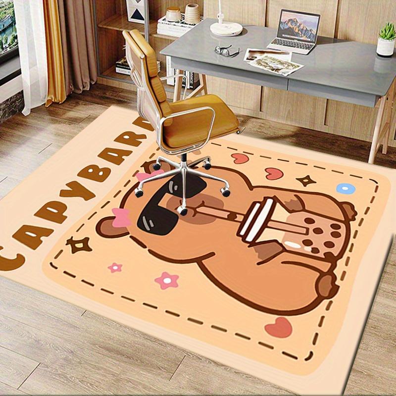1pc Capybara,Sunglasses,Bubble Tea Office Carpet Soft Polyester Entrance Carpet Washable Non Slip Ma
