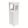 4-Tier White PVC Bathroom Storage Cabinet – Floor Standing Organizer with Ventilated Door – 35.4 Inch Tall