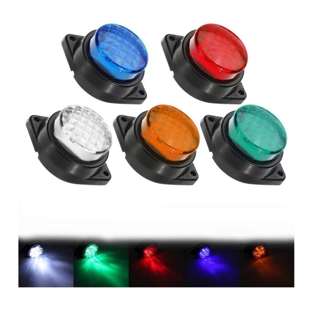 8-Pcs 24V LED Blue Side Marker Trailer Lights – Waterproof Round Marker Lamps for Semi Trucks, Freightliner, Cargo & Universal Trailers