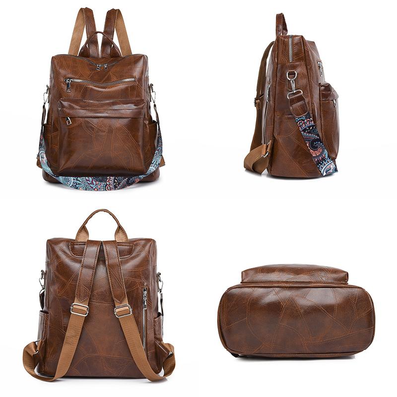 Women Casual Backpack PU Leather School Backpacks For Teenager Girls Travel Backpack Vintage Fashion Designer Shoulder Bags