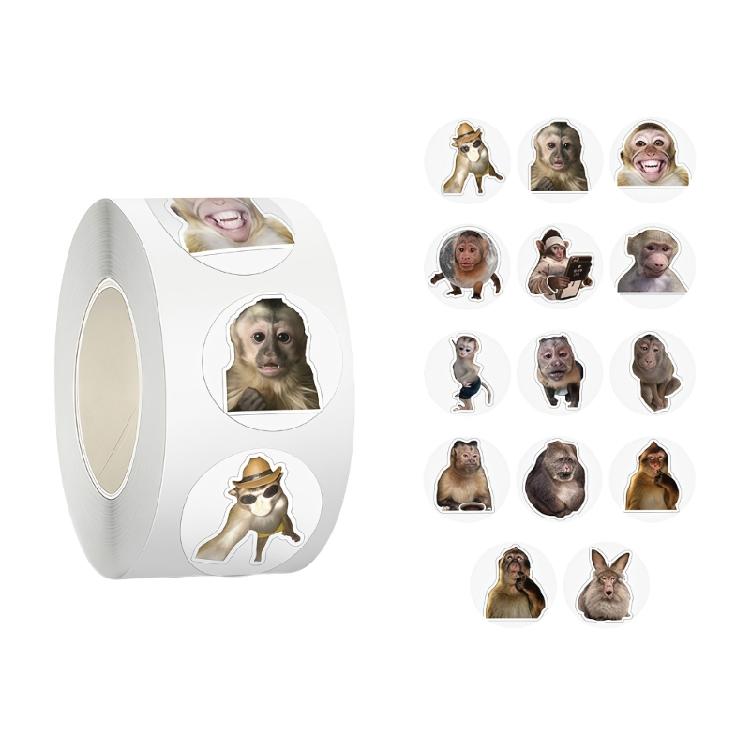 

500Pcs Monkey Shaped Sticker Decorative Wrapping Labels For Scrapbooking Journal Notebook Phone Laptop Gift Packaging 1