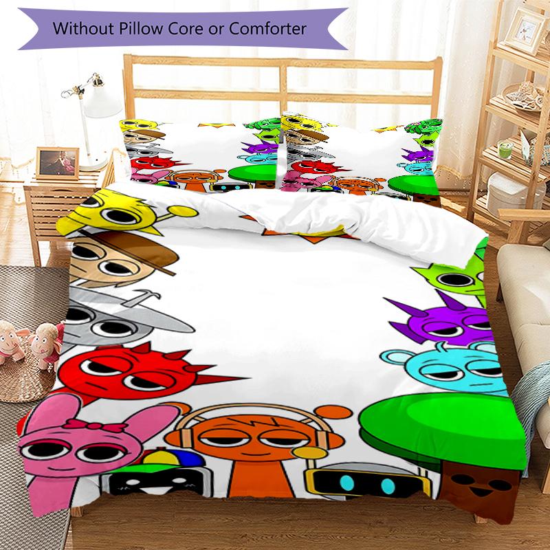 3pcs SPRUNKI9 Design Cover Set - HD Printed Bedding with 1 Cover and 2 Pillowcases - Perfect for Home and Dorm Decor