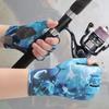 Sommer Angeln Atmungsaktiver Eisseide Halbfingerhandschuh Bedruckter Atmungsaktiver Sonnenschutzhandschuh Waschbar Outdoor Radfahren Sportausrüstung