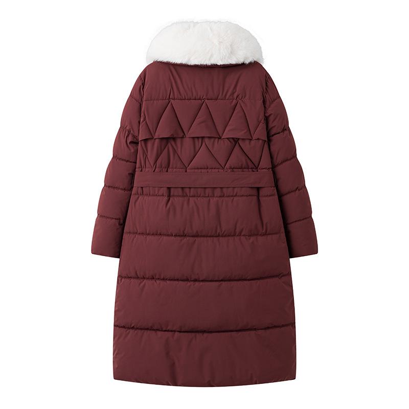 Women’s Long Fur Lapel Windproof Thicken Warm Winter Jacket