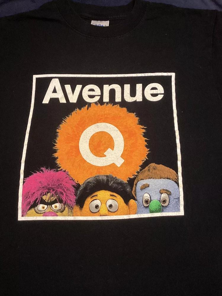 Винтажная черная унисекс футболка Бродвейский мюзикл Avenue Q Подарок Унисекс футболка полного размера XXXXL