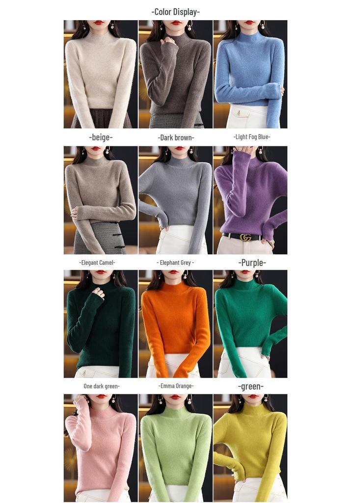 Siping Stitch Women's Half-High Collar Sweater: Autumn/Winter Slimming Knitwear