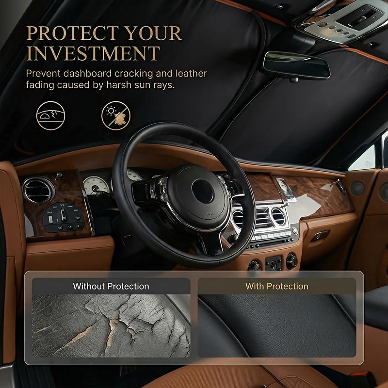 2026 New Portable Thermal Insulation Sunshade, One-Piece Car Sun Visor, Is a Titanium Silver Upgraded Thickened Sunshade Specially Designed