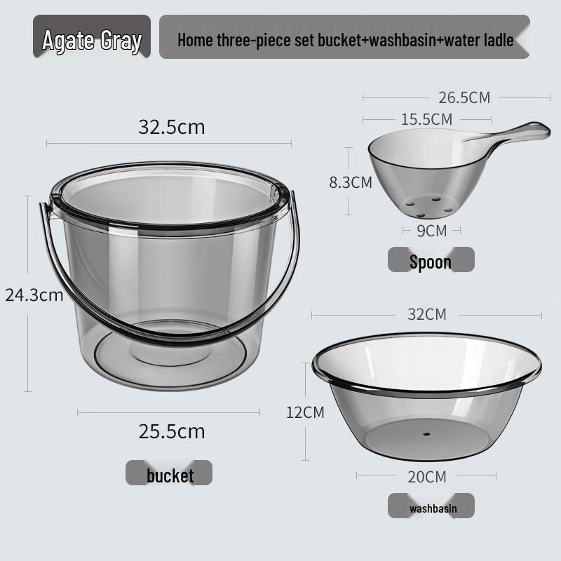 14L Plastic Water Bucket, Basin, and Scoop Set