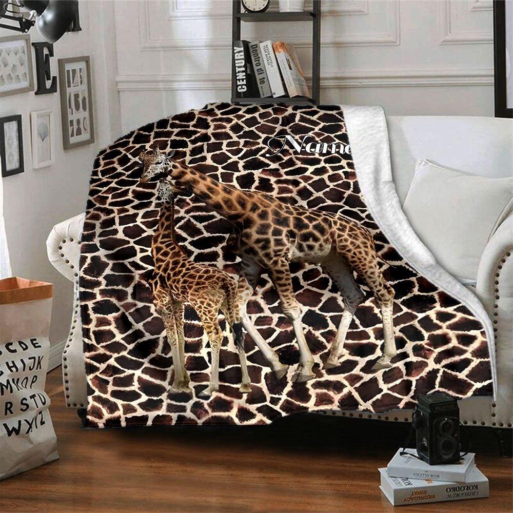 Giraffe Print Home Customize Your Name Blankets Soft And Cozy For All Seasons Perfect For Picnics Sofa Office Bed And Living Room Ideal Gift For