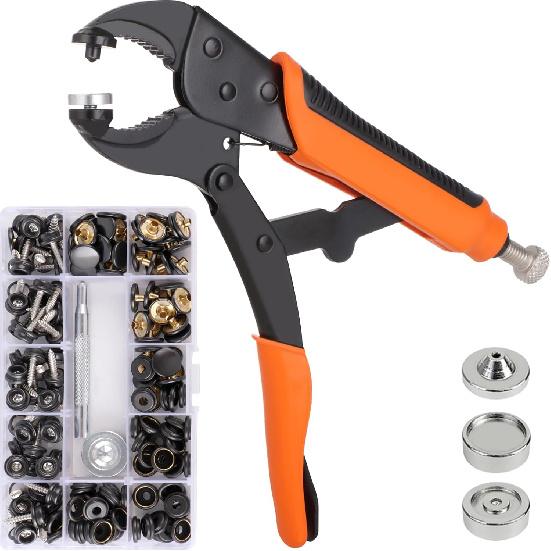 Набор инструментов для установки кнопок-застежек, Клещи для установки металлических кнопок, Набор для замены металлических кнопок, Комплект клещей для кнопок для кожи, лодочного брезента,