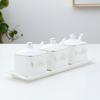 Lotus Ceramic Condiment Jar Set for Salt, Sugar, Soy Sauce, and Vinegar