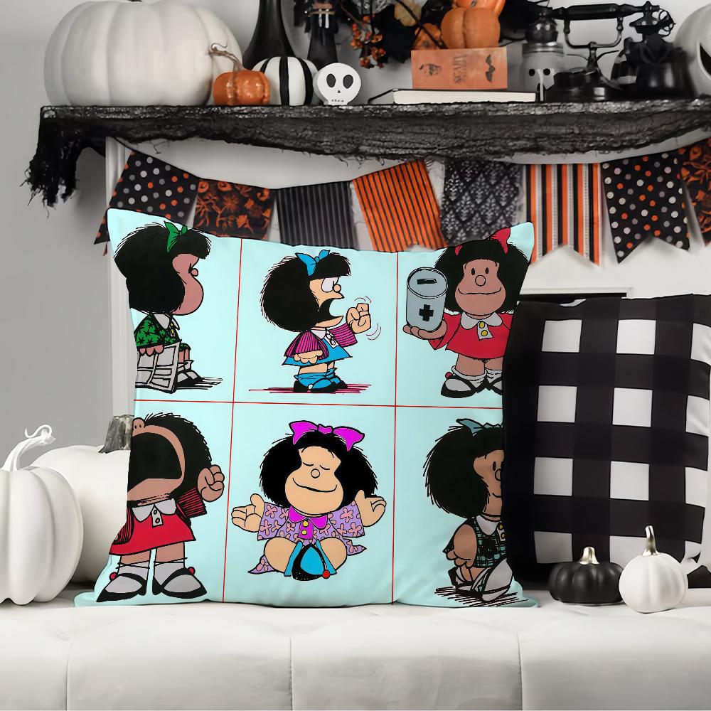 Cartoon M-Mafalda's World Pillow Case Office Cushions Suitable For Sofa Car Bedroom Decorative Cushion Cover