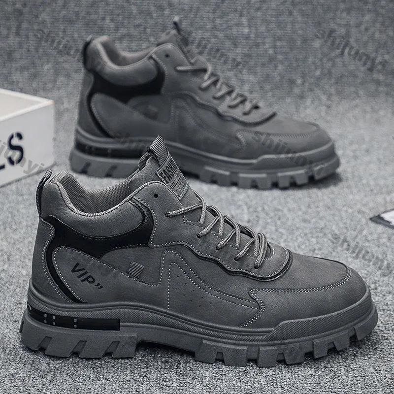 Men's Boots Sneakers 2025 Spring Autumn New Platform British Casual Shoes Outdoor Boots Lace Up Anti Slip Ankle Boots Zapatos