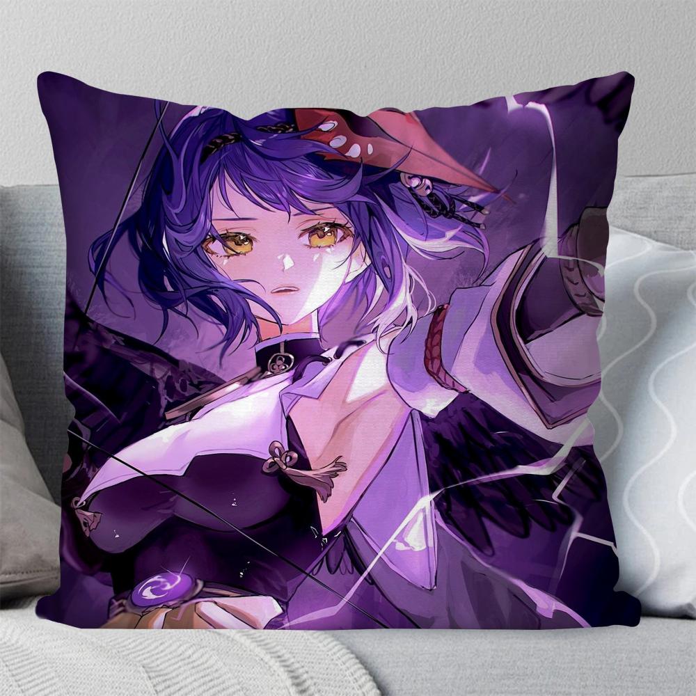 Kujo Sara Animation G-Genshin I-Impact Pillow Case Square Pillow Bedroom Sofa Leisure Comfort Living Room Home Decoration 40X40