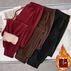 Women's High Waist Fleece Lined Sweatpants Loose Cuffed Trousers Plus Size Rayon Warm Windproof Casual Pants Japanese Korean Style For Winter
