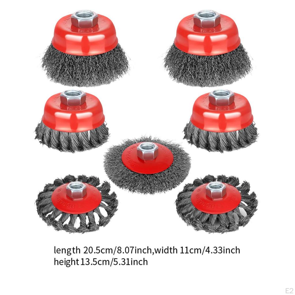 7 Pieces Angle Grinder Wire Wheel Brush Cup Set with Threaded Arbor Easily Install Accessories