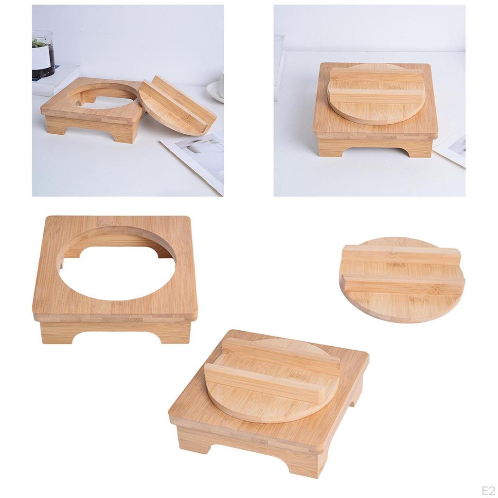 Bamboo Trivet Mat, Heat Resistant Non Slip Kitchen Wood Pads for Teapot,