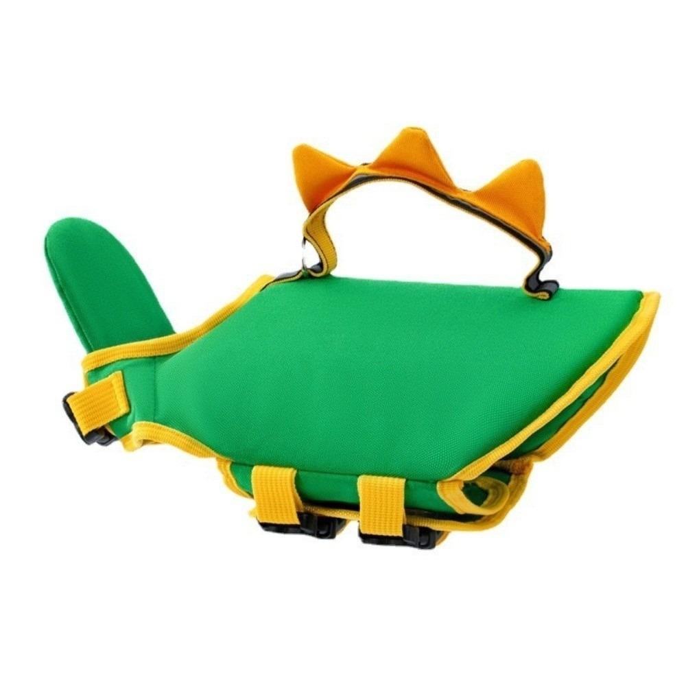 Adjustable Dog Life Jacket Bee/Dinosaur Shape Dog Swimming Suit Pet Swim Vest Pool Party XS зелёный