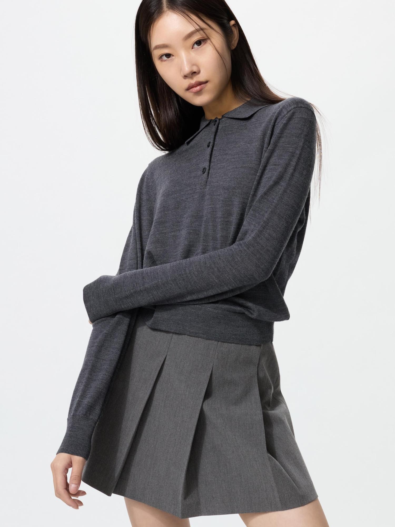 

Поло-свитер из мериносовой шерсти Uniqlo 07 GRAY/WOMEN M