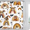 Funny Bulldog Fabric Shower Curtain Bear Deer Cow Forest Animal Vintage Style Polyester Fabric Art Shower Curtain Bathroom Decor