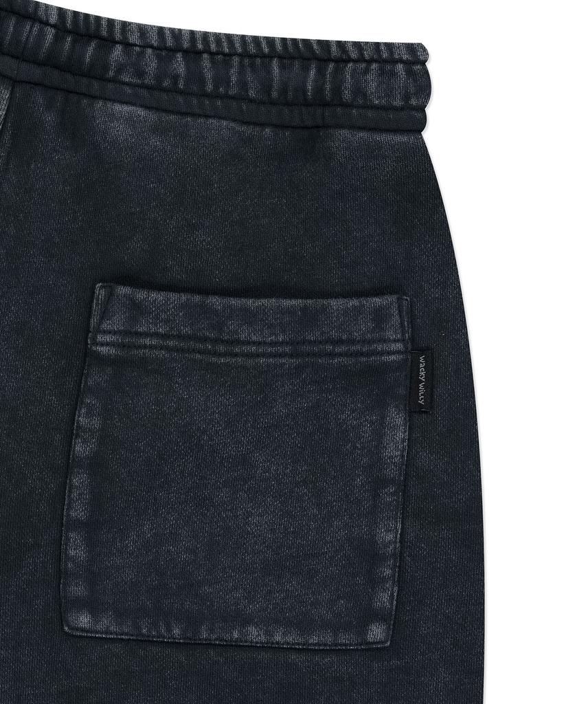 WACKY WILLY Pigment Washed Sweat Shorts Charcoal