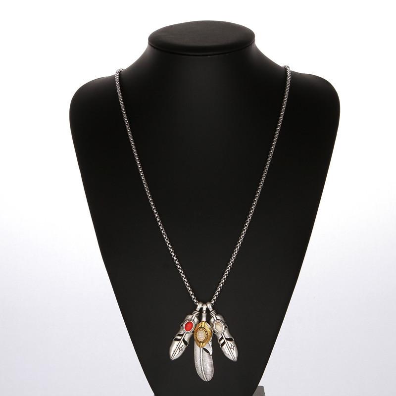 Feather Necklace Men'S And Women'S Trend Brand Leaf Eagle Claw Reproduction Takahashi Pendant Sweater Chain Necklace