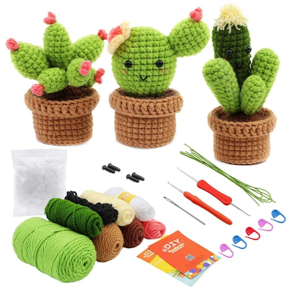 

1set Sewing Tools Beginner Crochet Kits Acrylic DIY Beginner Knitting Potted Plant Adults style 1