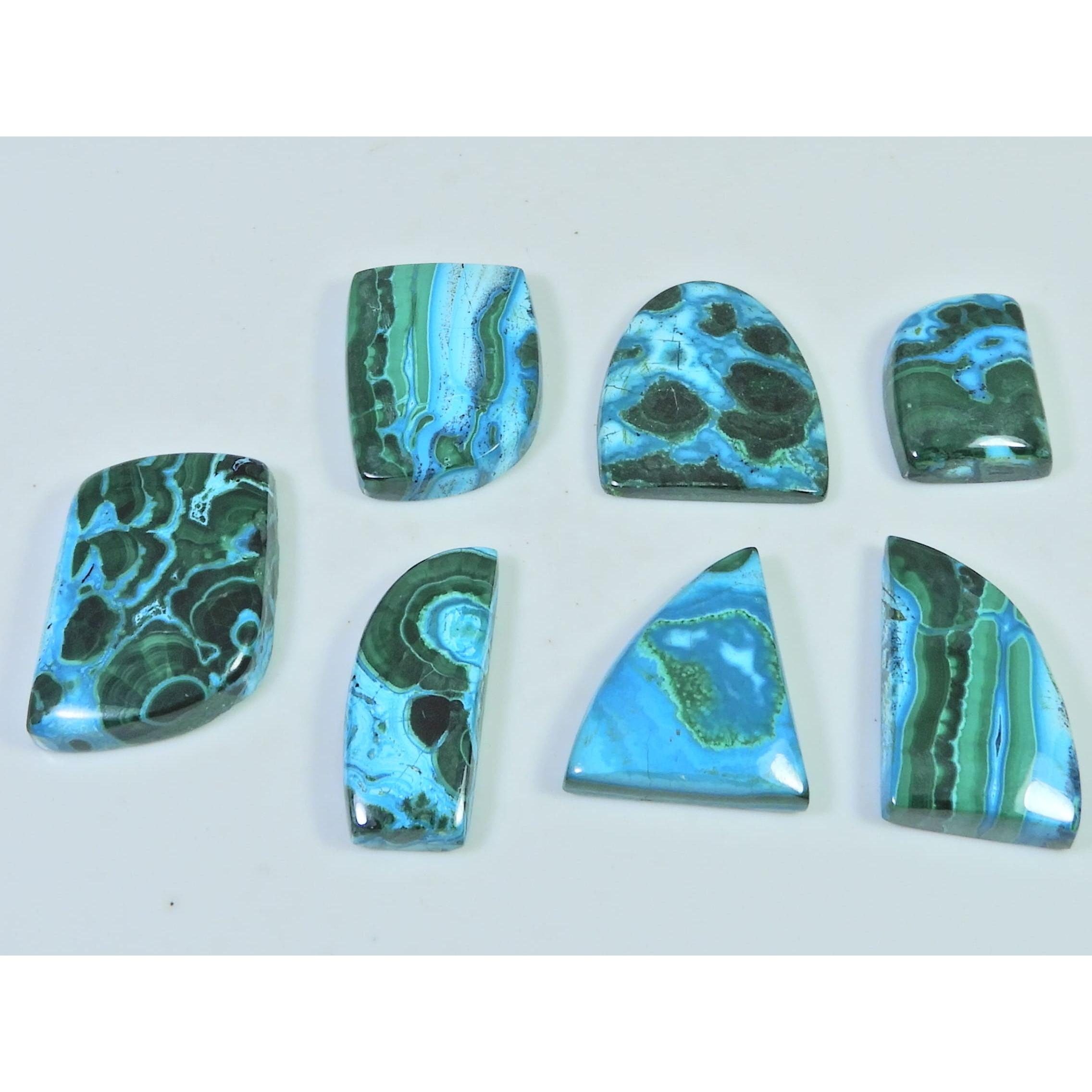 185Cts. Natural Malachite Chrysocolla Cabochon Fancy Loose Gemstone 7Pcs Lot C-2473