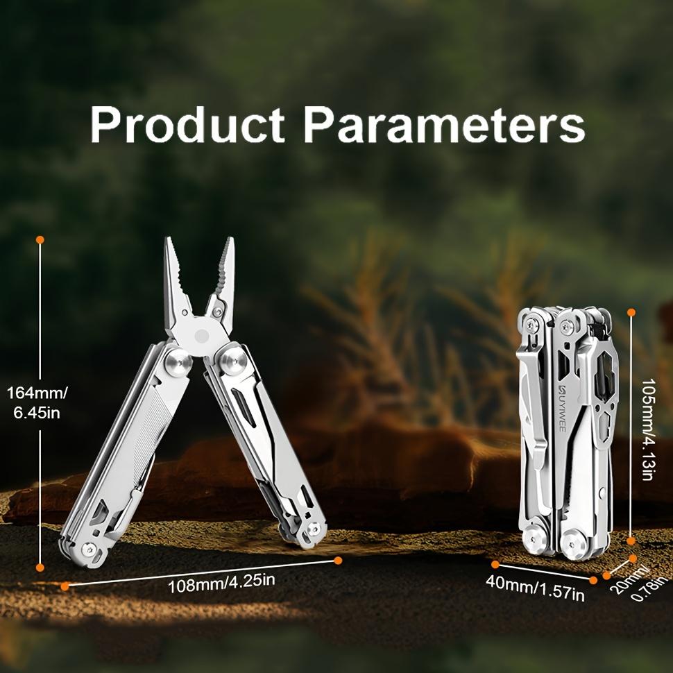 Multitool with Safety Lock, Stainless Steel Multitool Clamp Pocket Tool, Collapsible Multitool with Nylon Sheath