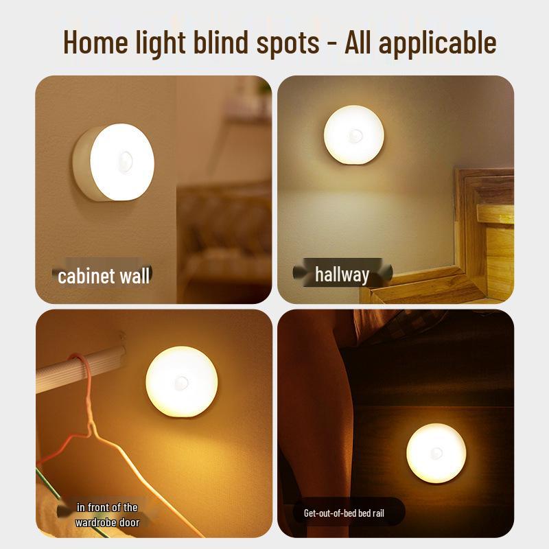 LED Motion Sensor Bedside Lamp: Rechargeable, Magnetic, Voice-Controlled Smart Night Light with Human Body Induction for Bedroom and Cabinet Use.