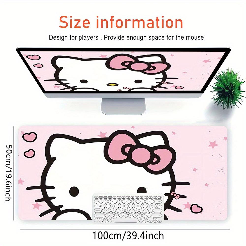 1pc Hello Kitty Pink Cute Cartoon Non-Slip Mouse Pad - Durable Gaming & Office Desk Mat - Pink Checkered Design with Heart Accents0519007
