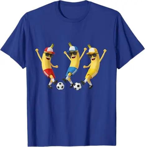 Funny Banana Soccer Player Graphic Tee Unisex Cartoon Fruit Football TShirt Casual Summer S