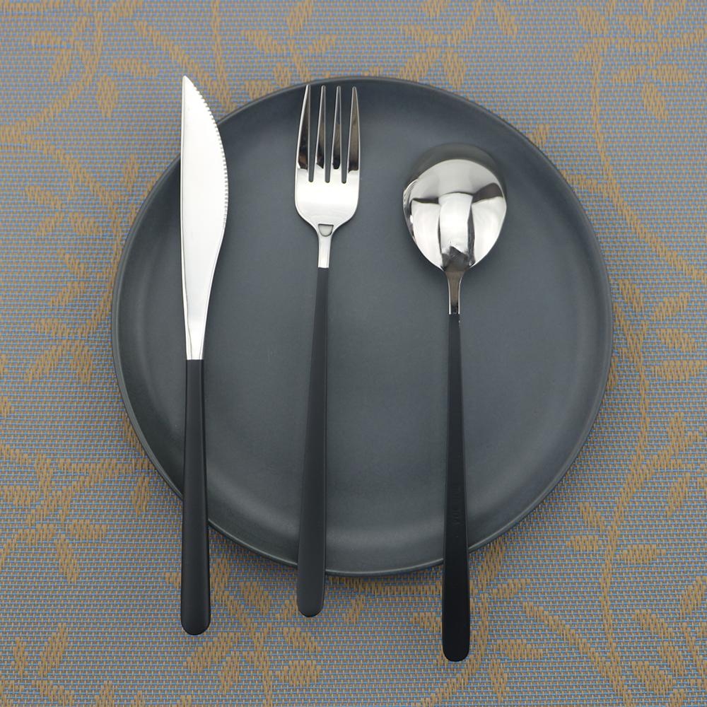 Набор из 3 предметов корейских красочных сине-серебристых экологически чистых портативных столовых приборов для путешествий, набор столовых приборов из нержавеющей стали 304, набор ножей, вилок и ложек