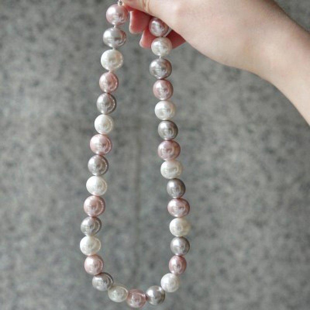 Bydaisy Pink Gray Potato Pearl Necklace Bn0467