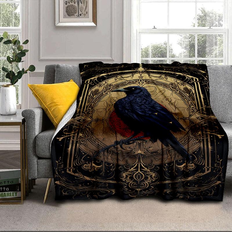 Eerie Raven Skull Artwork Blanket Flannel Blanket Throw Blanket Sofa Cover Blanket Soft Premium Blanket Picnic Blanket Tv Blanket Gifts