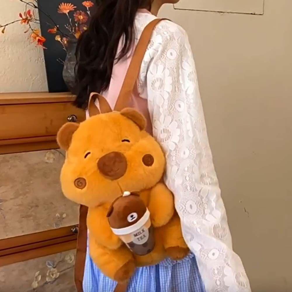 Bear Brown Doll Bag Soft Cartoon Daypack Thickened Capybara Plush Backpack Gifts