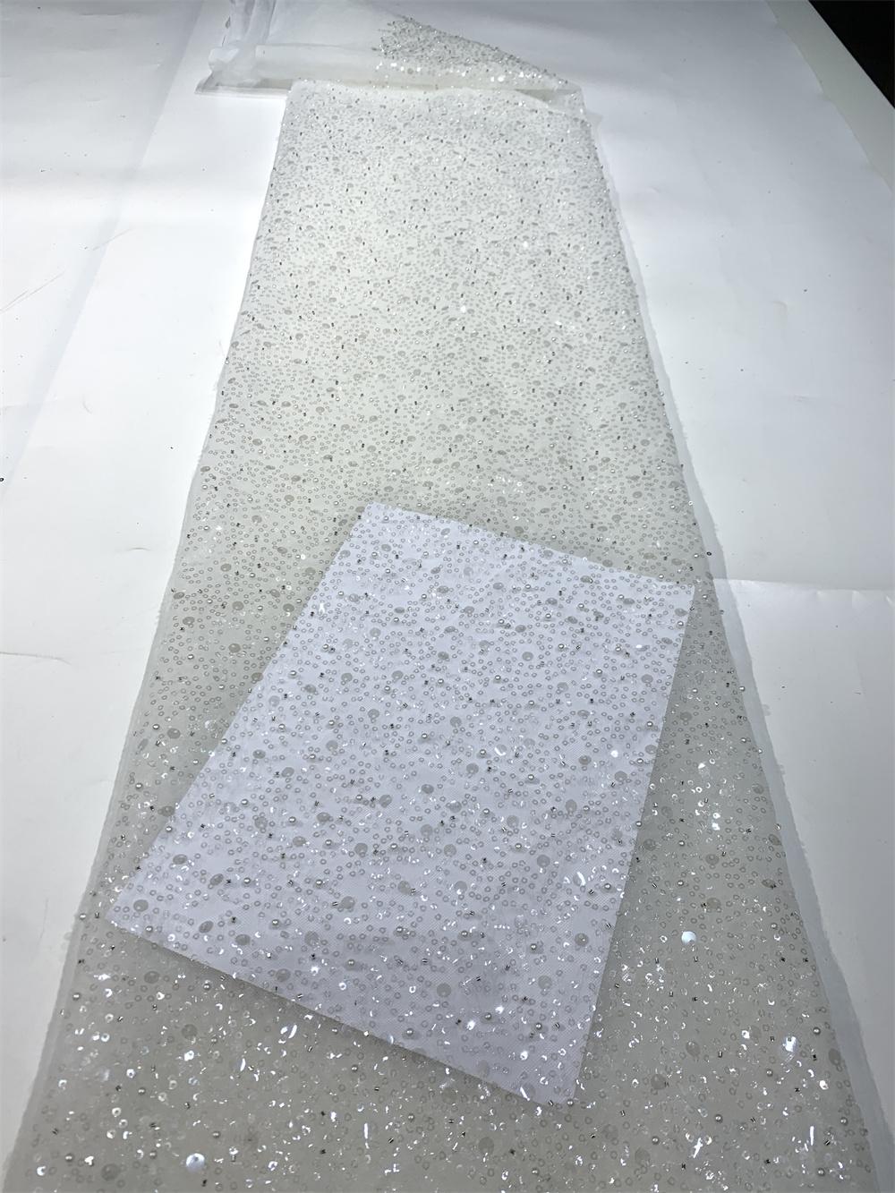 

Роскошное французское сетчатое кружево с бисером Ткань 2025 Высокое качество Африканское Нигерийское Кружево с пайетками Кружево для женских свадебных платьев для вечеринок Шитье 5 yards&120cm