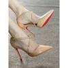 Fashion 2025 New Sexy Pointed High Heel Sandals Hollow Out Buckle Strap Red Sole Women Shoes